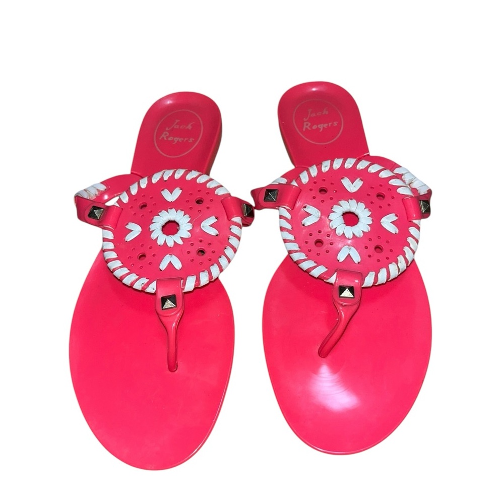 Jack Rogers Hot Pink Georgica Jelly Thong Sandals Size 7